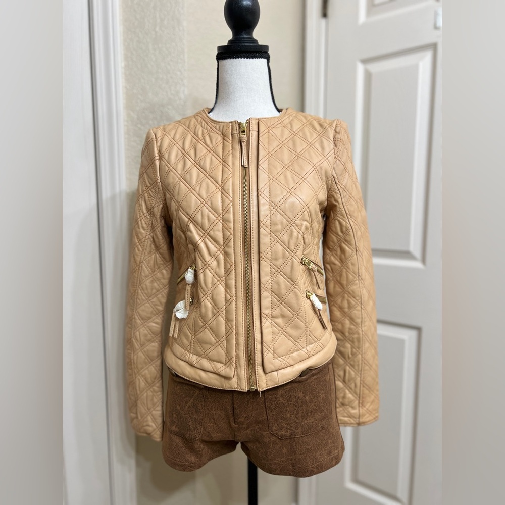 NWOT Zara faux leather Jacket ,size M color tan